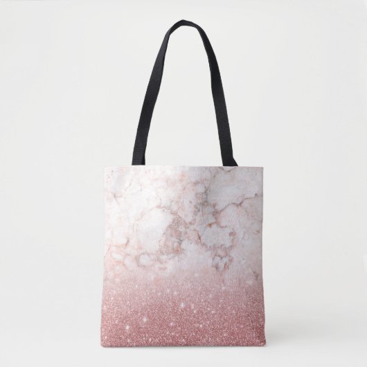 Elegant Faux Roos Gold Glitter White Marble Ombre Tote Bag (Voorkant)