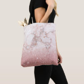 Elegant Faux Roos Gold Glitter White Marble Ombre Tote Bag (Dichtbij)