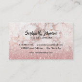 Elegant Faux Roos Gold Glitter White Marble Ombre Visitekaartje (Achterkant)