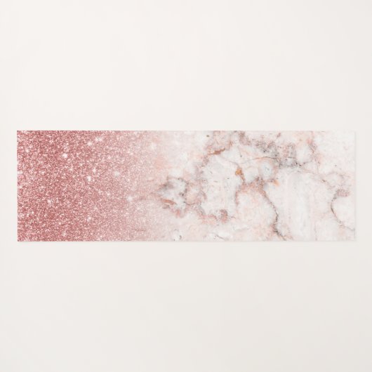 Elegant Faux Roos Gold Glitter White Marble Ombre Yogamat (Achterkant (horizontaal))