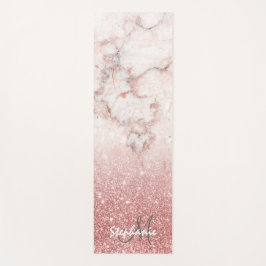 Elegant Faux Roos Gold Glitter White Marble Ombre Yogamat