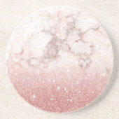 Elegant Faux Roos Gold Glitter White Marble Ombre Zandsteen Onderzetter (Voorkant)