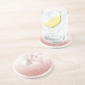 Elegant Faux Roos Gold Glitter White Marble Ombre Zandsteen Onderzetter (Zijkant)