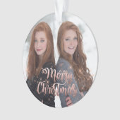 Elegant faux roos Gold Kerst foto Ornament (voorkant)