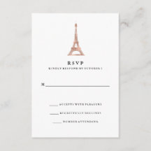 Elegant Faux Roos Gold Parisian Eiffel Tower RSVP