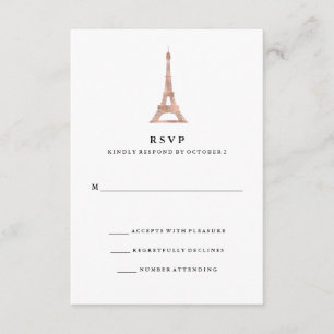 Elegant Faux Roos Gold Parisian Eiffel Tower RSVP Kaartje