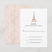 Elegant Faux Roos Gold Parisian Eiffel Tower RSVP Kaartje (Voorkant / Achterkant)