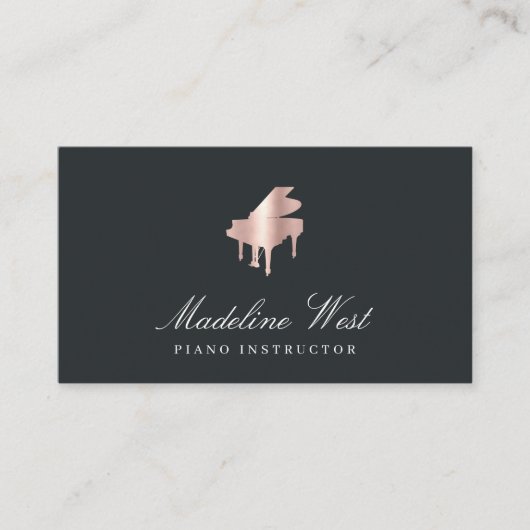 Elegant Faux Roos Gold Piano Instructor Visitekaartje (Voorkant)
