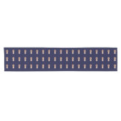 Elegant Faux Roos Gold Pineappel op Navy Blue Korte Tafelloper (Horizontaal)