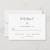 Elegant Faux Roos Gold Star van David | Bat Mitzva RSVP Kaartje (Voorkant)