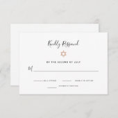 Elegant Faux Roos Gold Star van David | Bat Mitzva RSVP Kaartje (Voorkant / Achterkant)