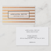 Elegant Faux Roos Gold Striped Pattern Salon Spa Visitekaartje (Voorkant / Achterkant)