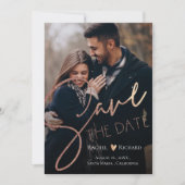 Elegant Faux Roos Gold Wedding Photo Save the Date Aankondiging (Voorkant)