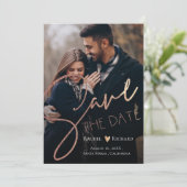 Elegant Faux Roos Gold Wedding Photo Save the Date Aankondiging (Staand voorkant)