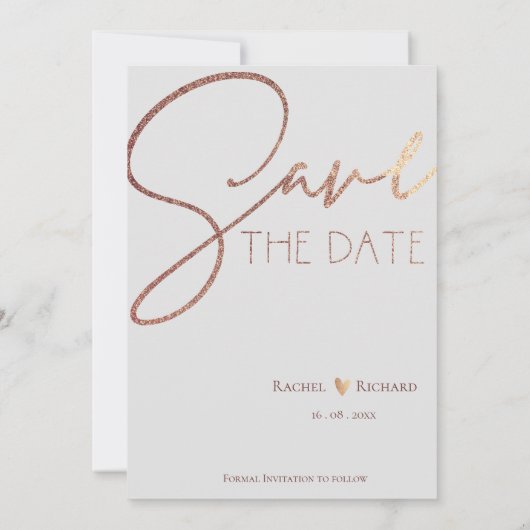 Elegant Faux Roos Gold Wedding Photo Save the Date Aankondiging (Achterkant)