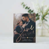 Elegant Faux Roos Gold Wedding Photo Save the Date Aankondigingskaart (Staand voorkant)