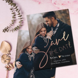 Elegant Faux Roos Gold Wedding Photo Save the Date Aankondigingskaart