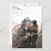 Elegant Faux Roos Gold Wedding Photo Save the Date Magnetische Uitnodiging (Voorkant)