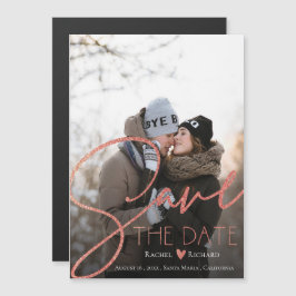 Elegant Faux Roos Gold Wedding Photo Save the Date Magnetische Uitnodiging