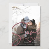 Elegant Faux Roos Gold Wedding Photo Save the Date Magnetische Uitnodiging (Voorkant)