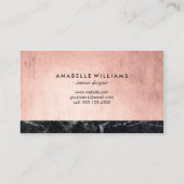 Elegant Faux Roos Goud en Zwart Marmer Visitekaartje (Achterkant)