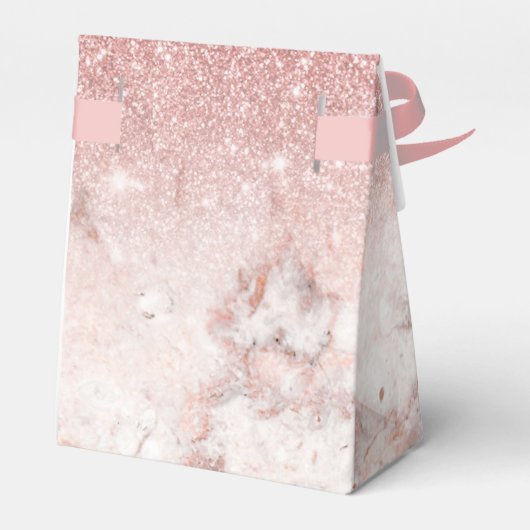 Elegant Faux Roos Goud Marmer Monogram Bruiloft Bedankdoosjes (Achterkant)