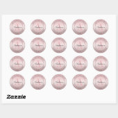 Elegant Faux Roos Goud Ombre Roze Monogram Adres Ronde Sticker (Vel)