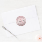 Elegant Faux Roos Goud Ombre Roze Monogram Adres Ronde Sticker (Envelop)