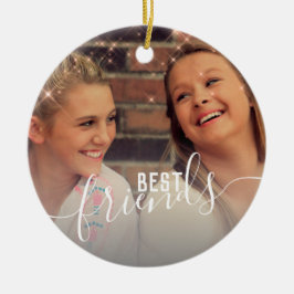 Elegant faux roos goud op maat foto beste vrienden keramisch ornament