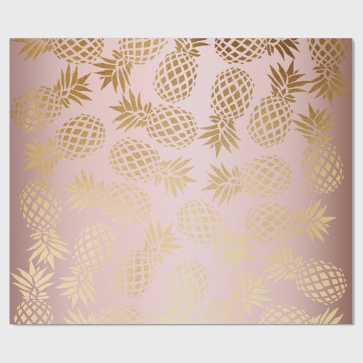 elegant faux roos goud tropische anananassap patro cadeaupapier (Vlak)