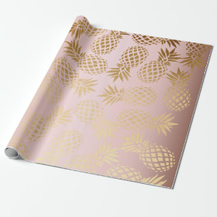 elegant faux roos goud tropische anananassap patro cadeaupapier