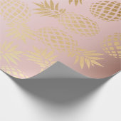 elegant faux roos goud tropische anananassap patro cadeaupapier (Hoek)