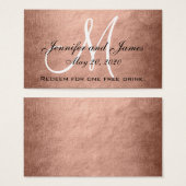 Elegant Faux Roos Goud Zwart Bruiloft Drink Kaart (Voorkant /achterkant)