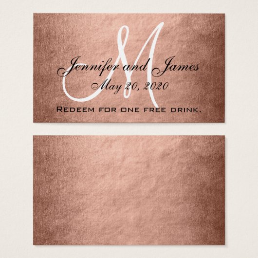 Elegant Faux Roos Goud Zwart Bruiloft Drink Kaart (Voorkant /achterkant)