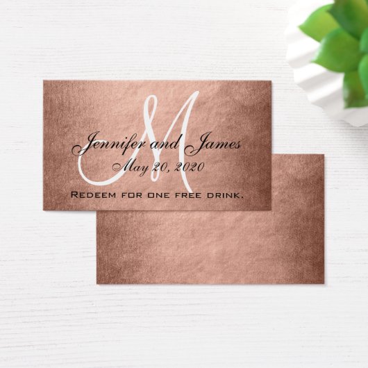 Elegant Faux Roos Goud Zwart Bruiloft Drink Kaart (Bureau)