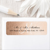 Elegant Faux Roos Goud Zwart Monogram Bruiloft Etiket (Insitu)