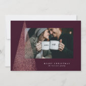 Elegant faux roos goudboom met kerstmis feestdagenkaart (Voorkant)