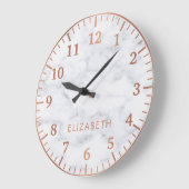 Elegant Faux Roos Gouden Glamoureus Wit Marmer Grote Klok (Hoek)