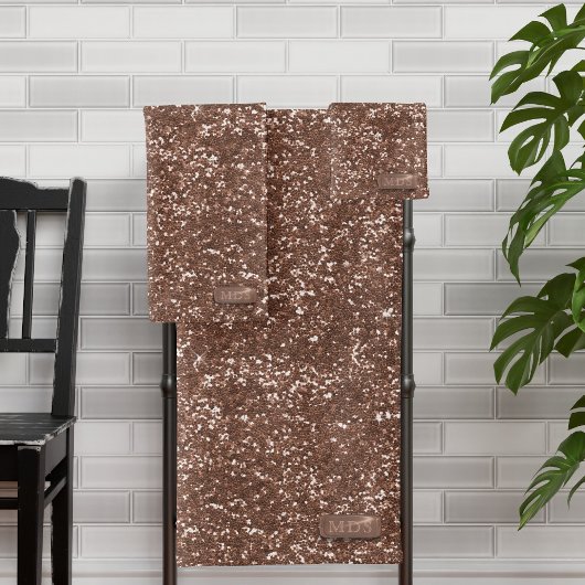 Elegant Faux Roos Gouden Glitter Bling Monogram Bad Handdoek