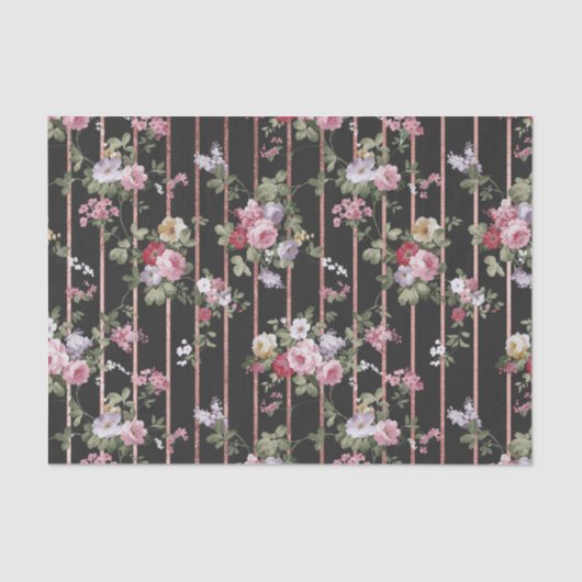 Elegant faux roos gouden strepen roze  rozen tissuepapier (Voorkant)