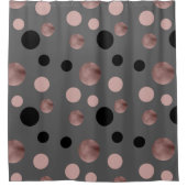 elegant faux roos gouden zwarte roze cirkels douchegordijn (Voorkant)