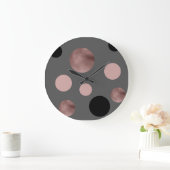 elegant faux roos gouden zwarte roze cirkels grote klok (Huis)