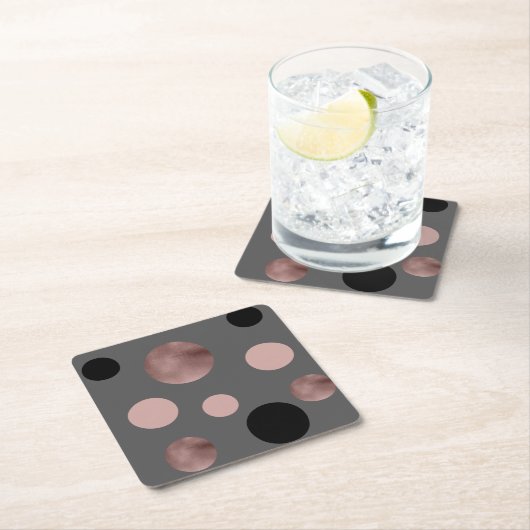 elegant faux roos gouden zwarte roze cirkels kartonnen onderzetters (Insitu)