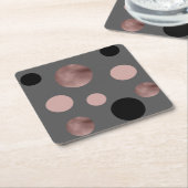 elegant faux roos gouden zwarte roze cirkels kartonnen onderzetters (Schuin)