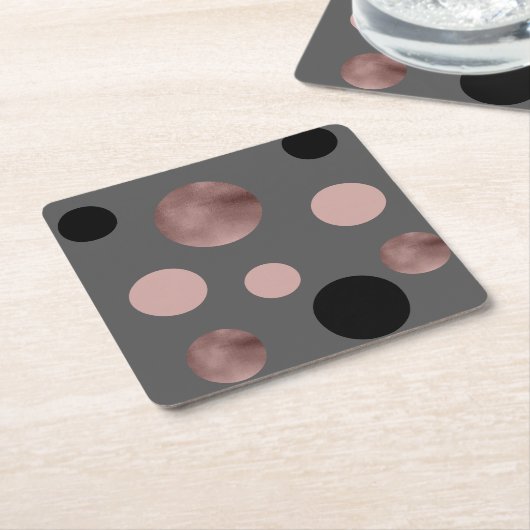 elegant faux roos gouden zwarte roze cirkels kartonnen onderzetters (Schuin)