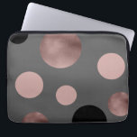 elegant faux roos gouden zwarte roze cirkels laptop sleeve<br><div class="desc">Moderne en stijlvolle vormgeving met faux-roos gouden,  roze en zwarte cirkels op een grijze achtergrond.</div>