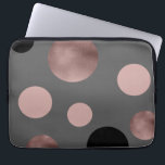 elegant faux roos gouden zwarte roze cirkels laptop sleeve<br><div class="desc">Moderne en stijlvolle vormgeving met faux-roos gouden,  roze en zwarte cirkels op een grijze achtergrond.</div>