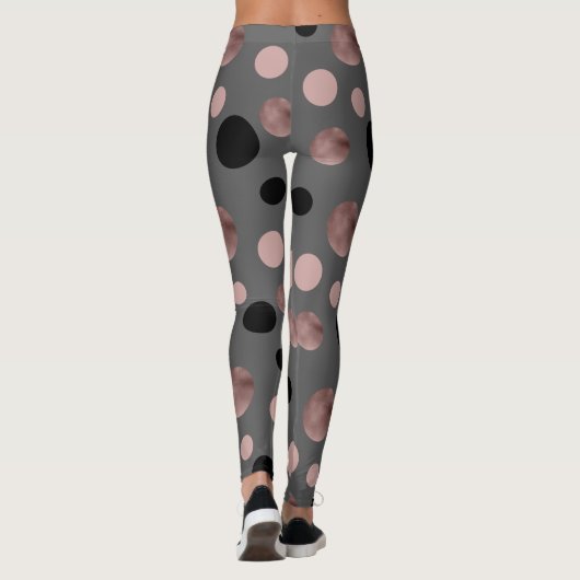 elegant faux roos gouden zwarte roze cirkels leggings (Achterkant)