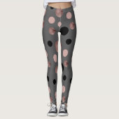 elegant faux roos gouden zwarte roze cirkels leggings (Voorkant)