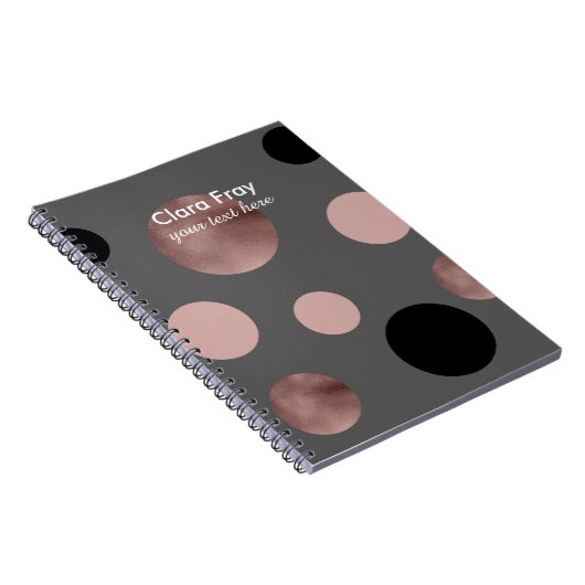 elegant faux roos gouden zwarte roze cirkels notitieboek (Rechterzijde)